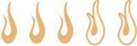 Row of stylized orange flame icons on a transparent background.